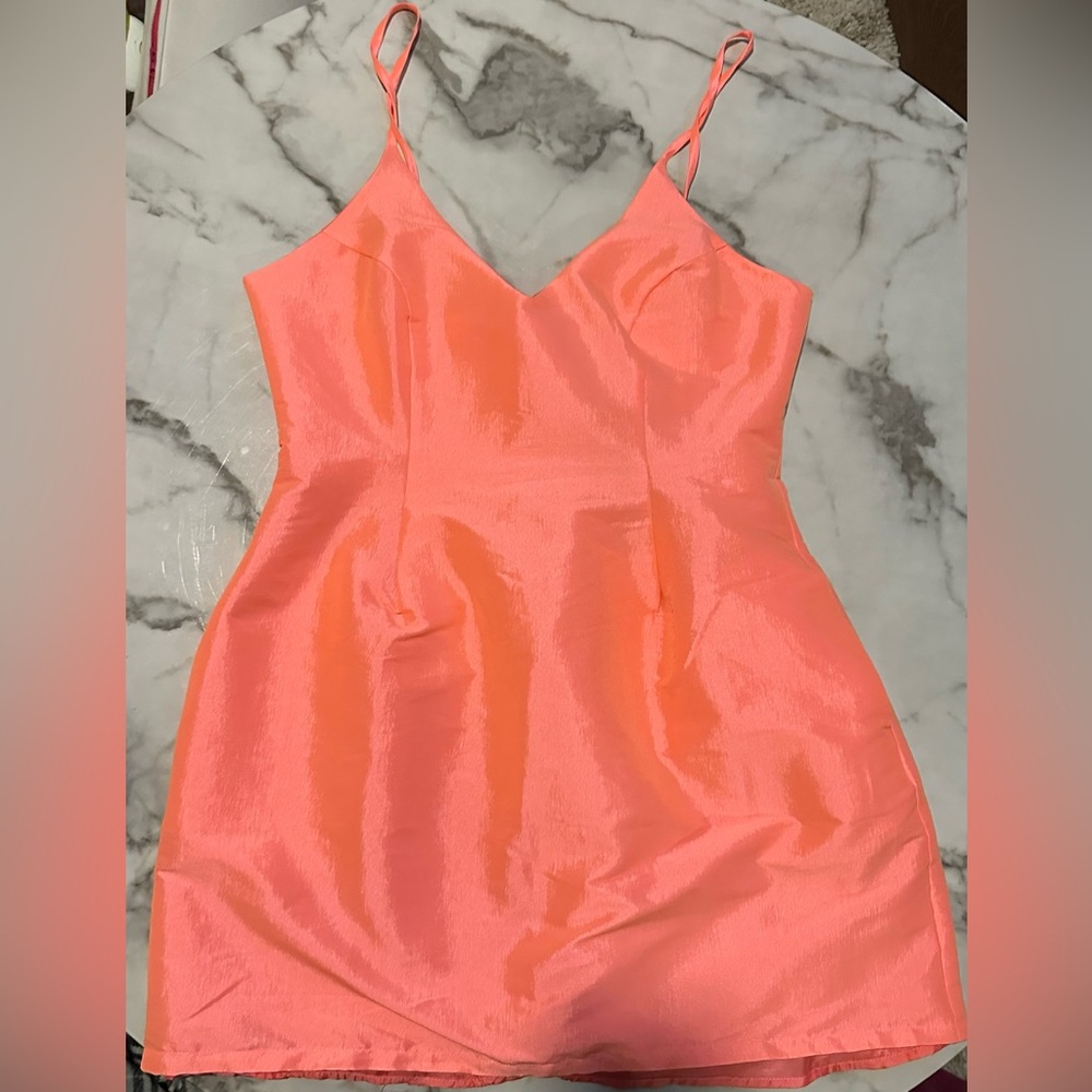 Neon pink mini dress